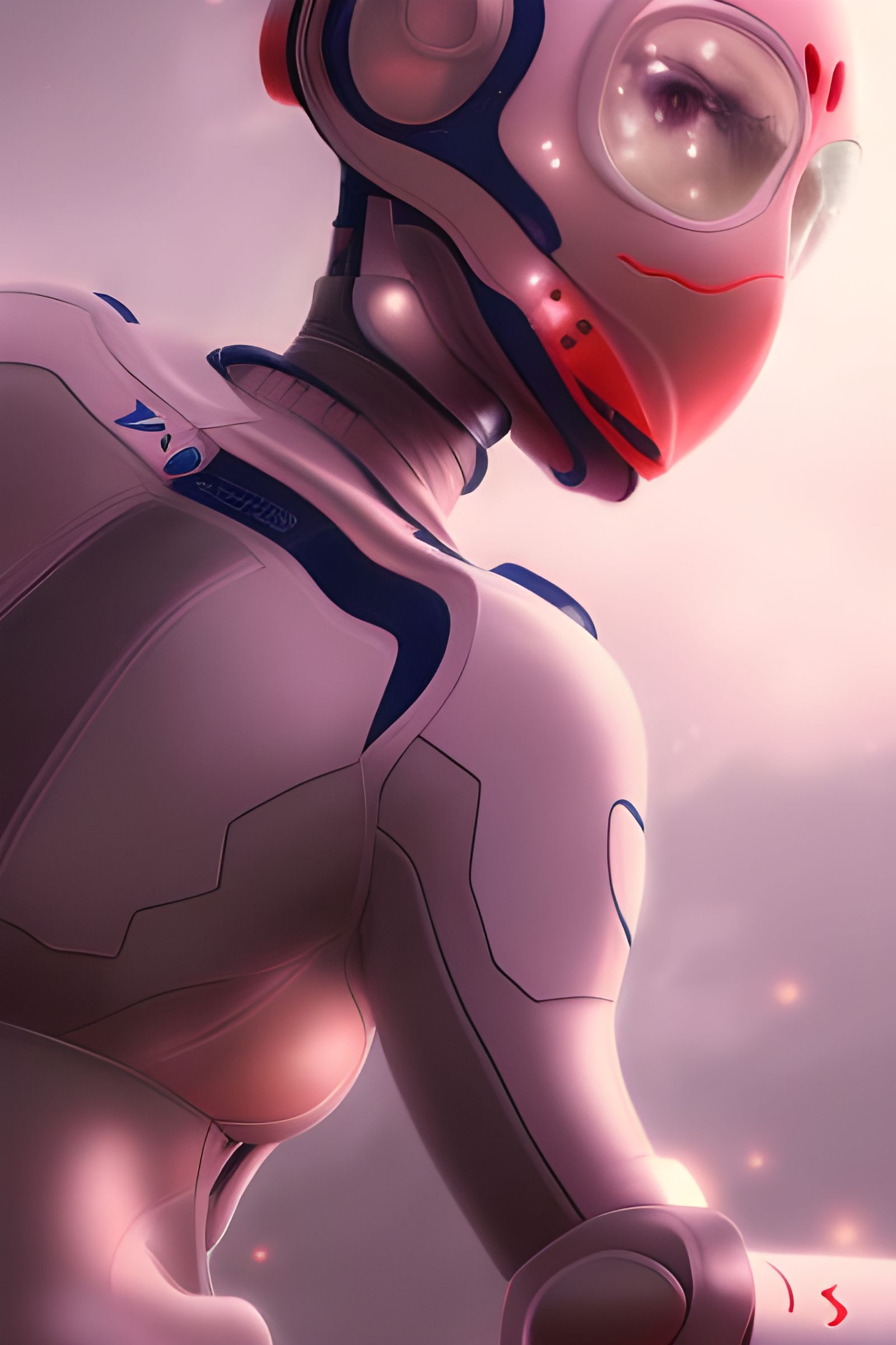 Anime Woman in EVA Suit, Hyperrealistic Digital Art