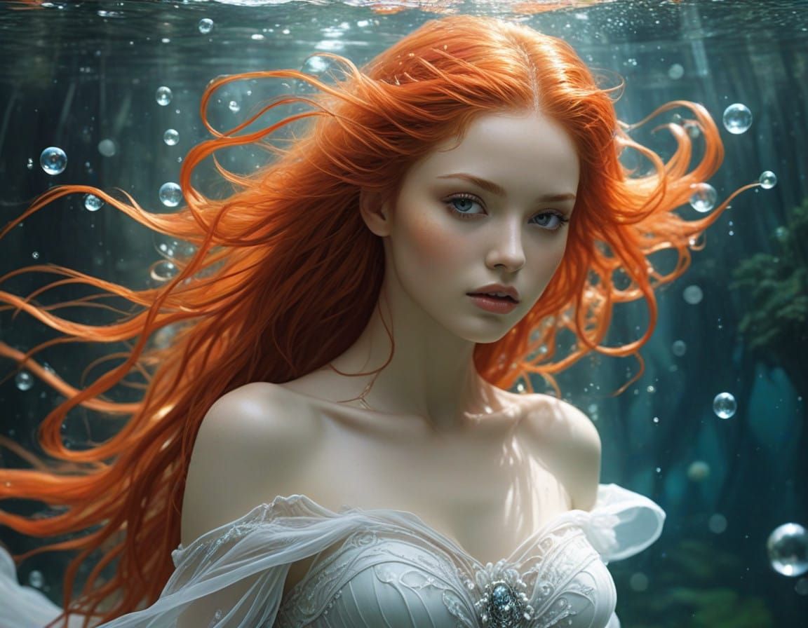 Stunning Redhead Goddess Emerges from Coral Realm