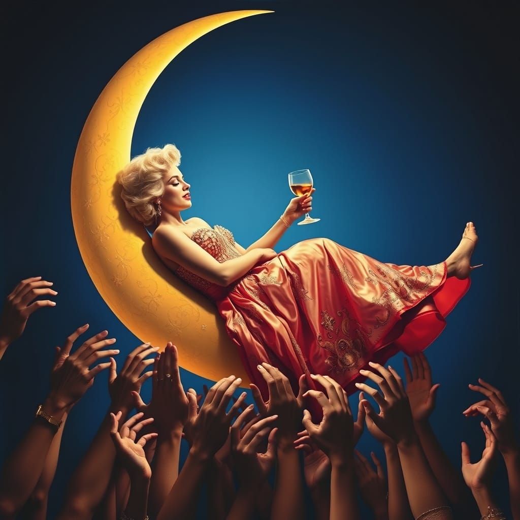 Seductive Siren on the Crescent Moon