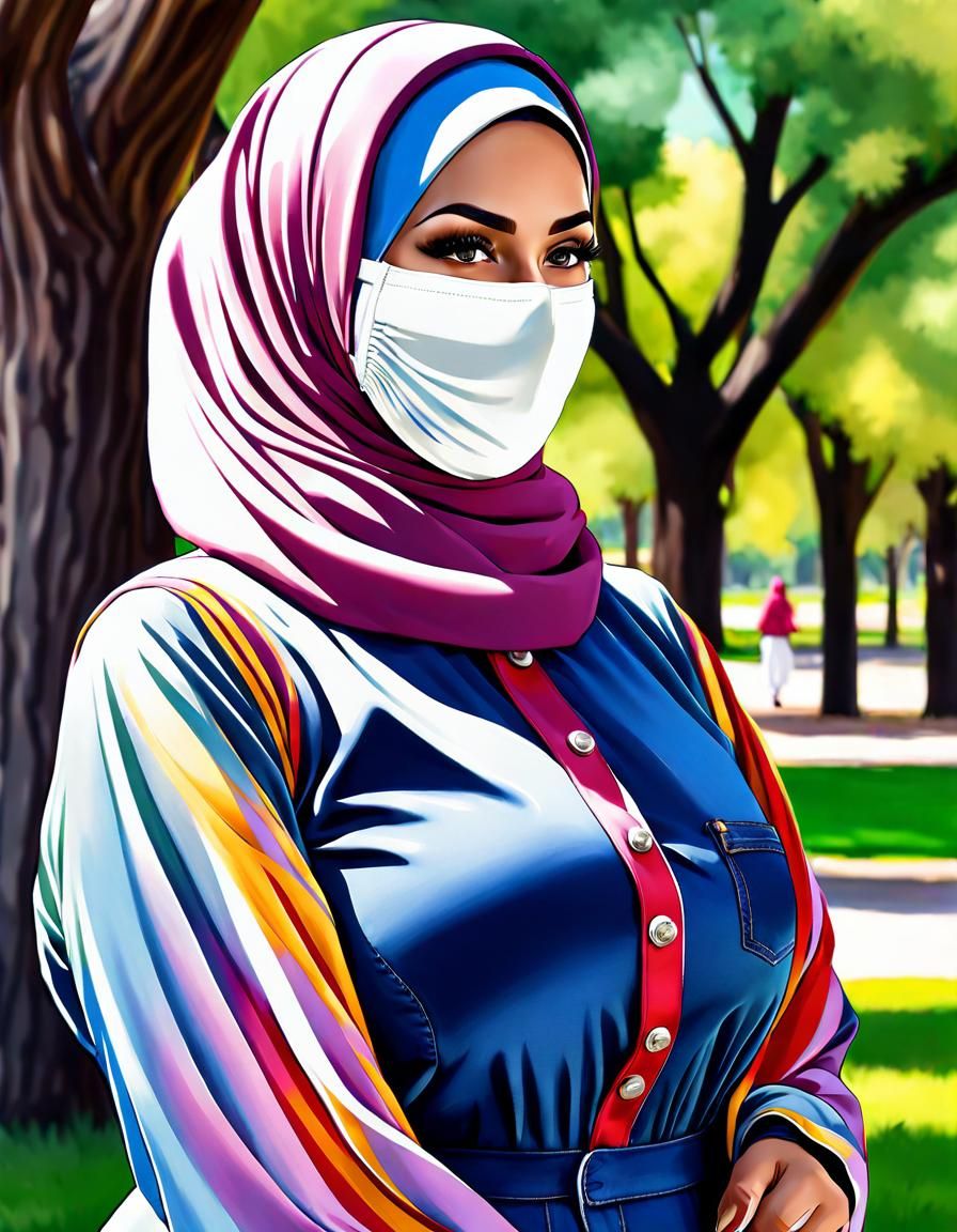 Charming Hijabi Portrait in Watercolor Pop Art Style