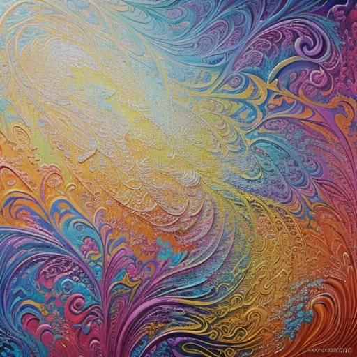 Colorful Butterfly in Boho Flowers Oil Painting