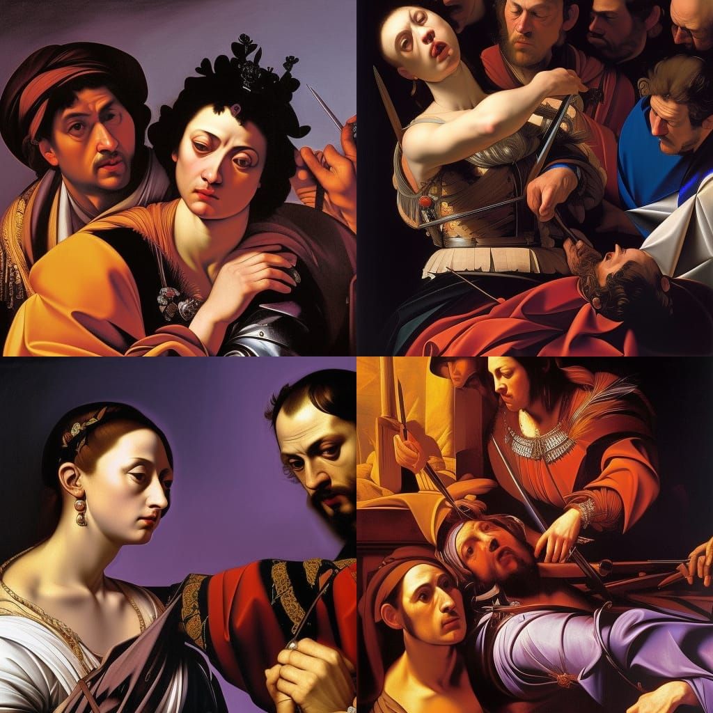 Judith Beheading Holofernes: Dramatic Lighting and Skeletons