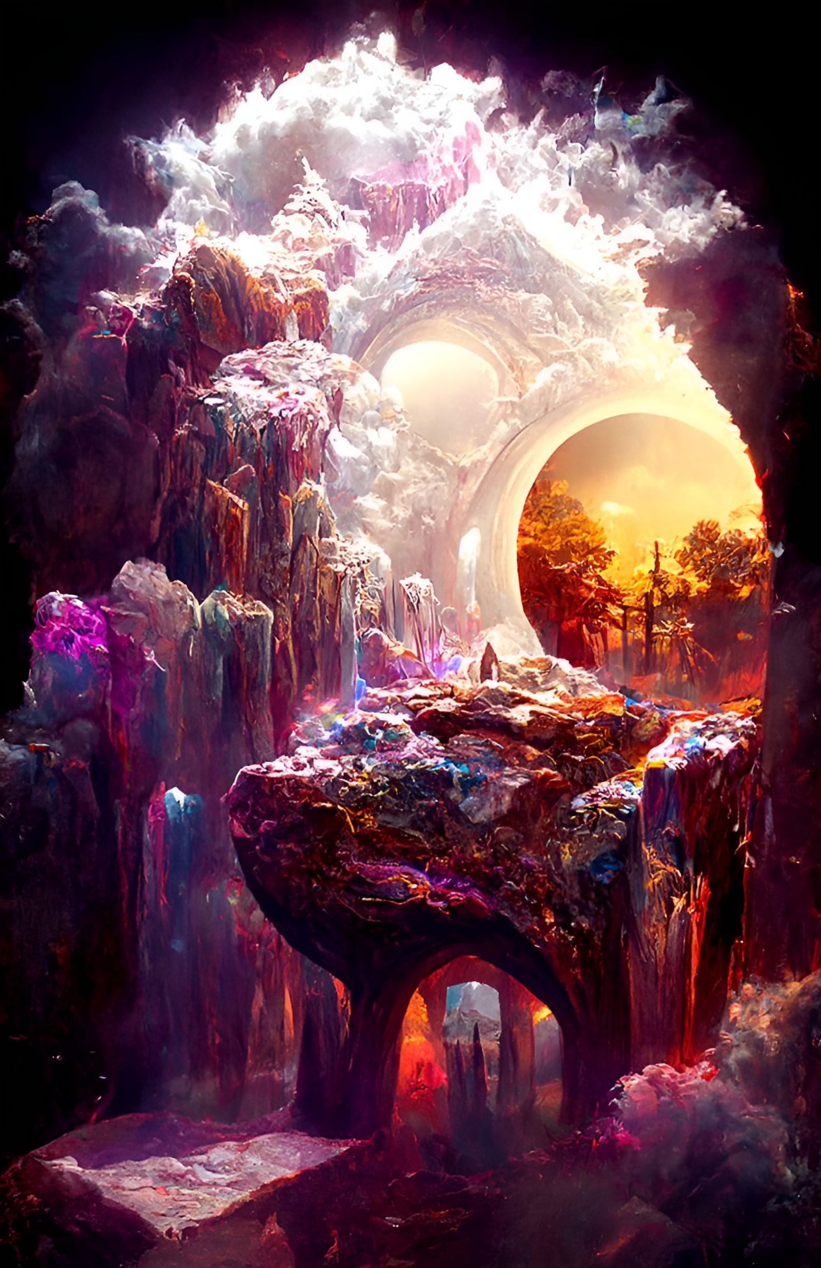 Magic Geode Portal to Alien Garden: 8K Art