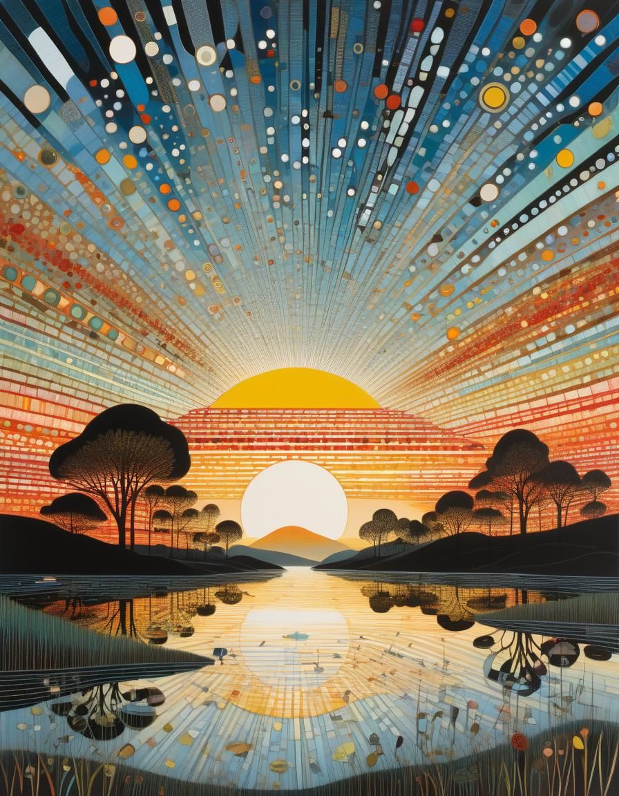 Whimsical Sunrise With Surreal Organic Forms