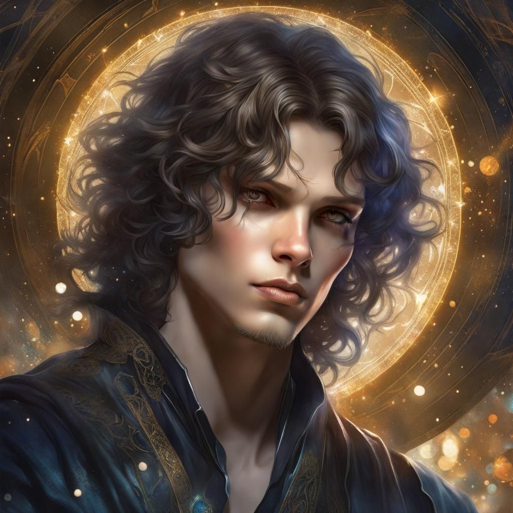 Romantic Starry Portrait Inspired by Yoshitaka Amano
