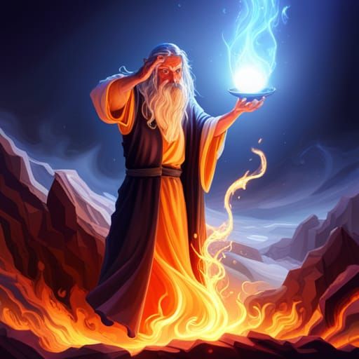 Wizard Summons Fire and Water Portal