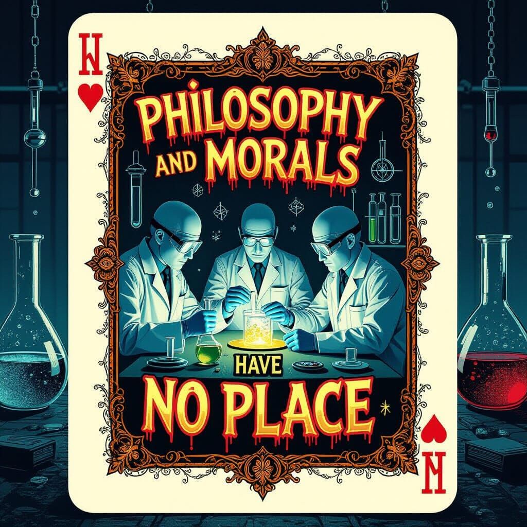 Illuminated Playing Card: Scientists Playing God