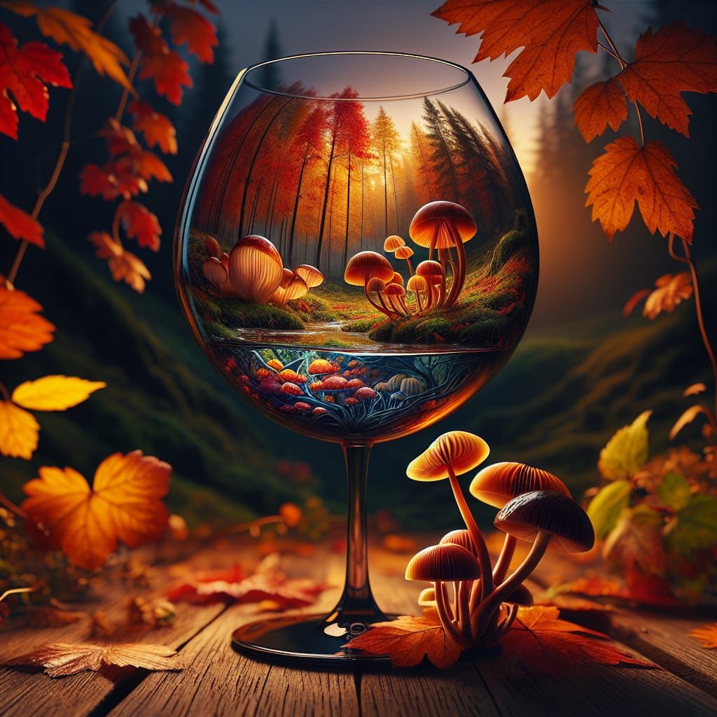depicting a glass of wine with extraordinary detail