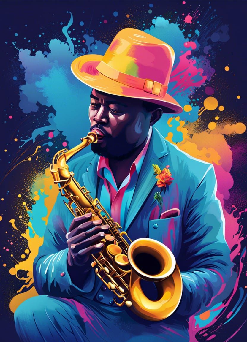 Louisiana Blues Saxophone in Fantasy Splash Art