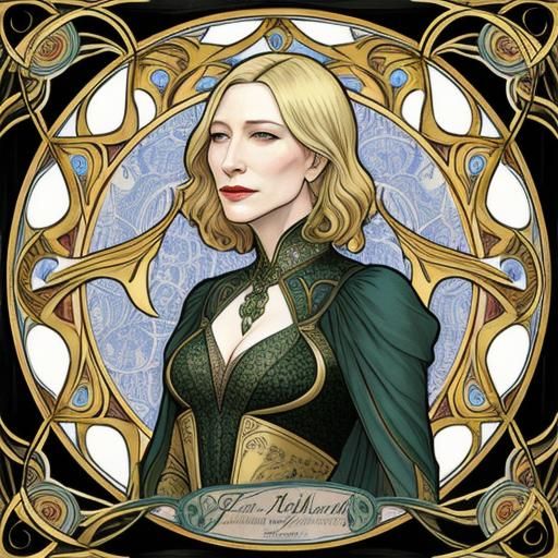 Cate Blanchett in Art Nouveau Style Portrait