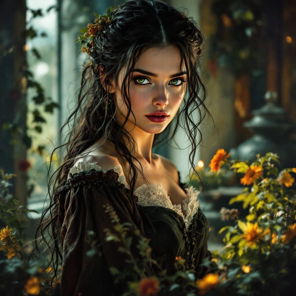 Witchcraft Accusation in 1688 Home: Gouache Masterpiece