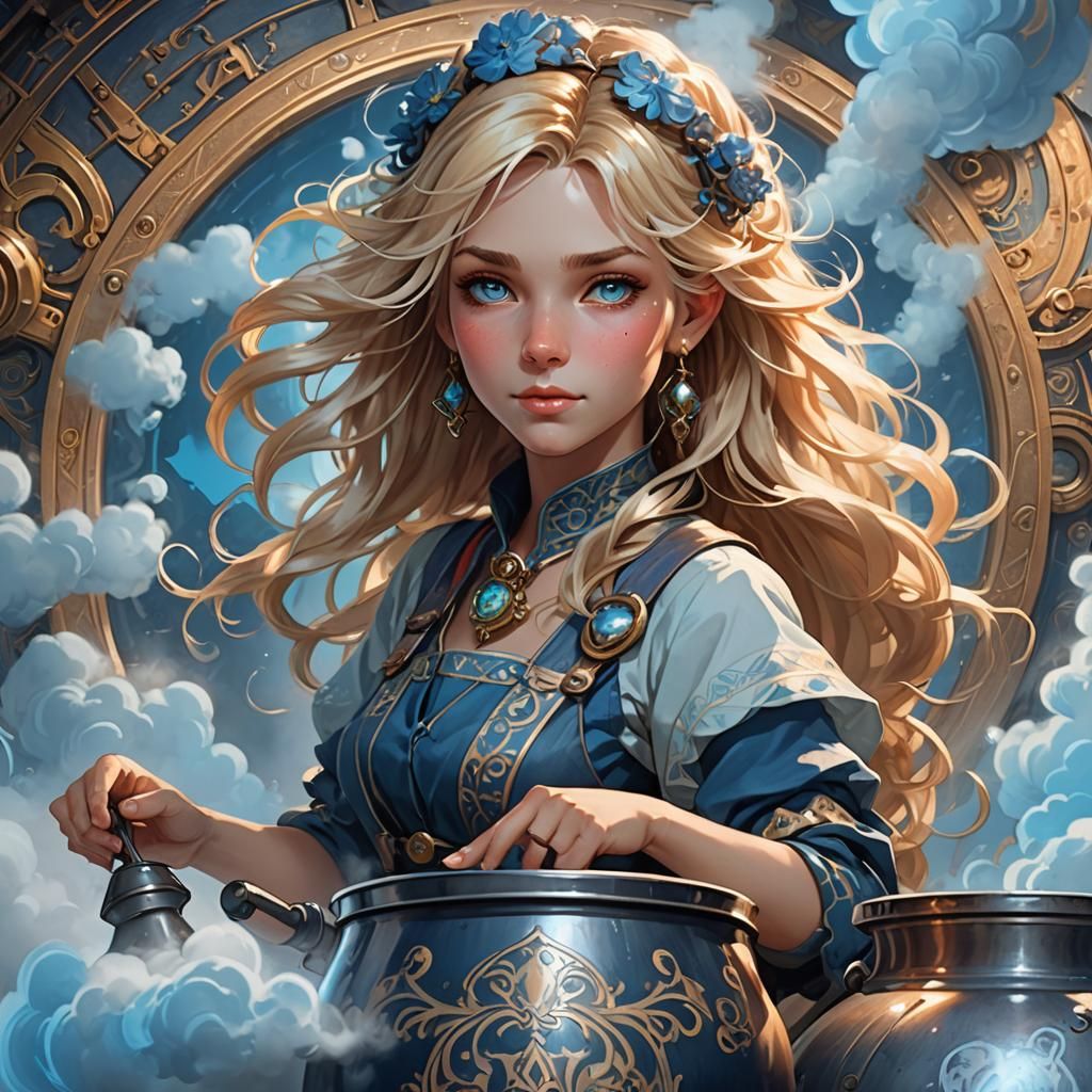 Data Cloud Portrait in Art Nouveau Style