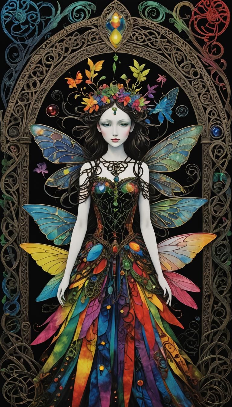 Surreal Fairy Princess Silhouette in Man Ray Style