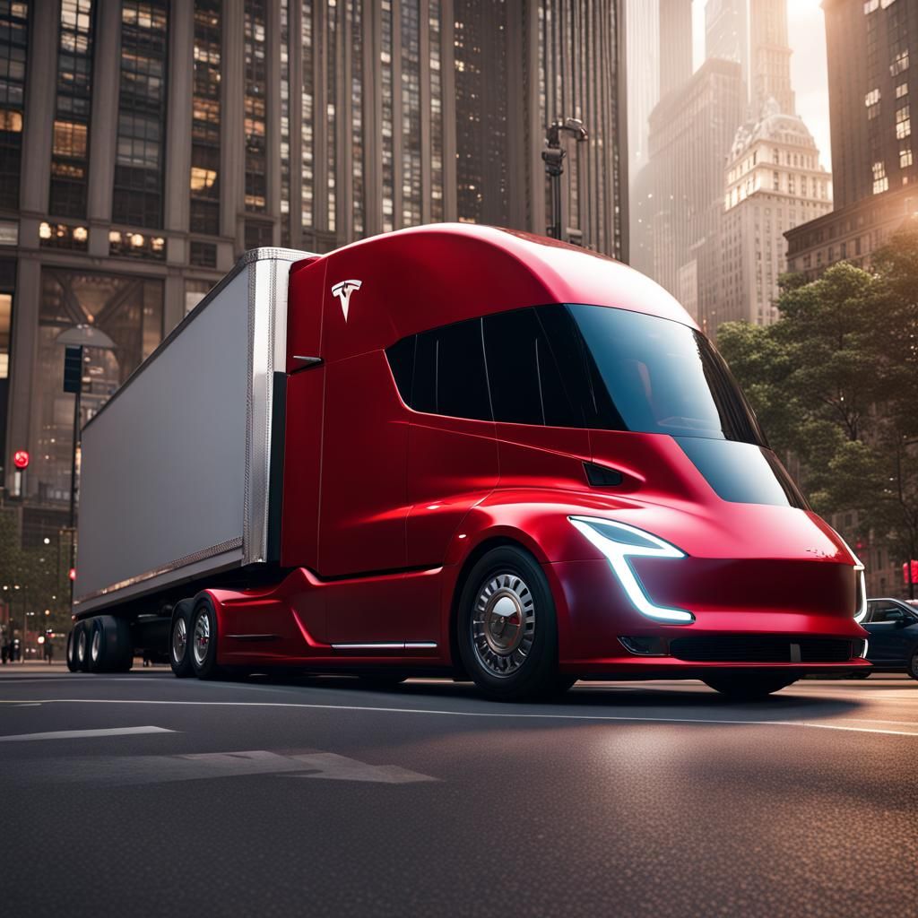 Tesla Truck Parked Near Trump Tower: Matte Painting