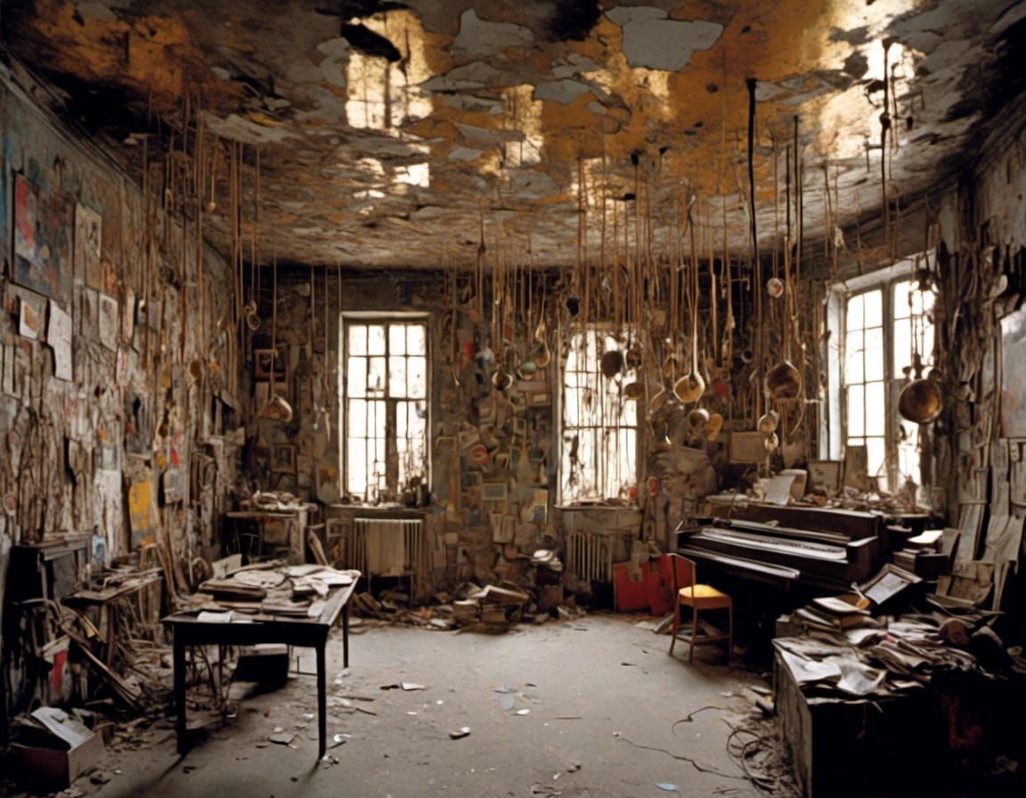 Surreal Metal Room in Neo-Expressionism Style