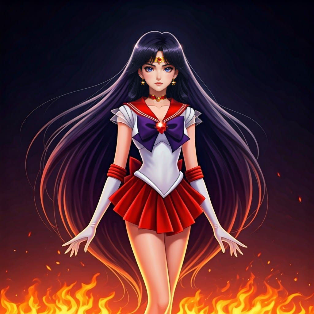 Sailor Mars in Vibrant Red and Gold