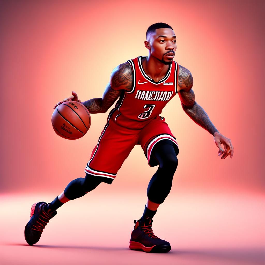 Damian Lillard as Pixar-Style 3D Digital Art