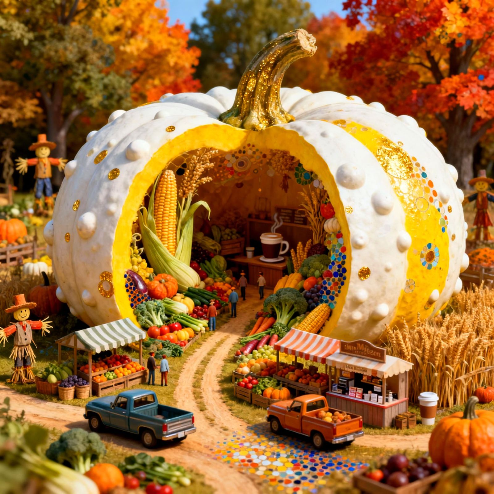Whimsical Harvest Festival Inside a Giant Pumpkin
