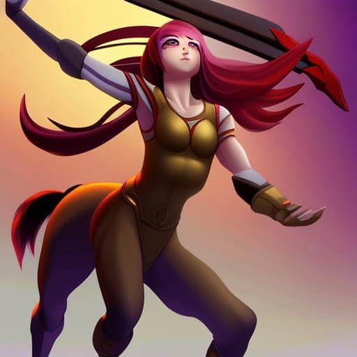 Hyperrealistic Centaur Sword Practice in Splash Art Style