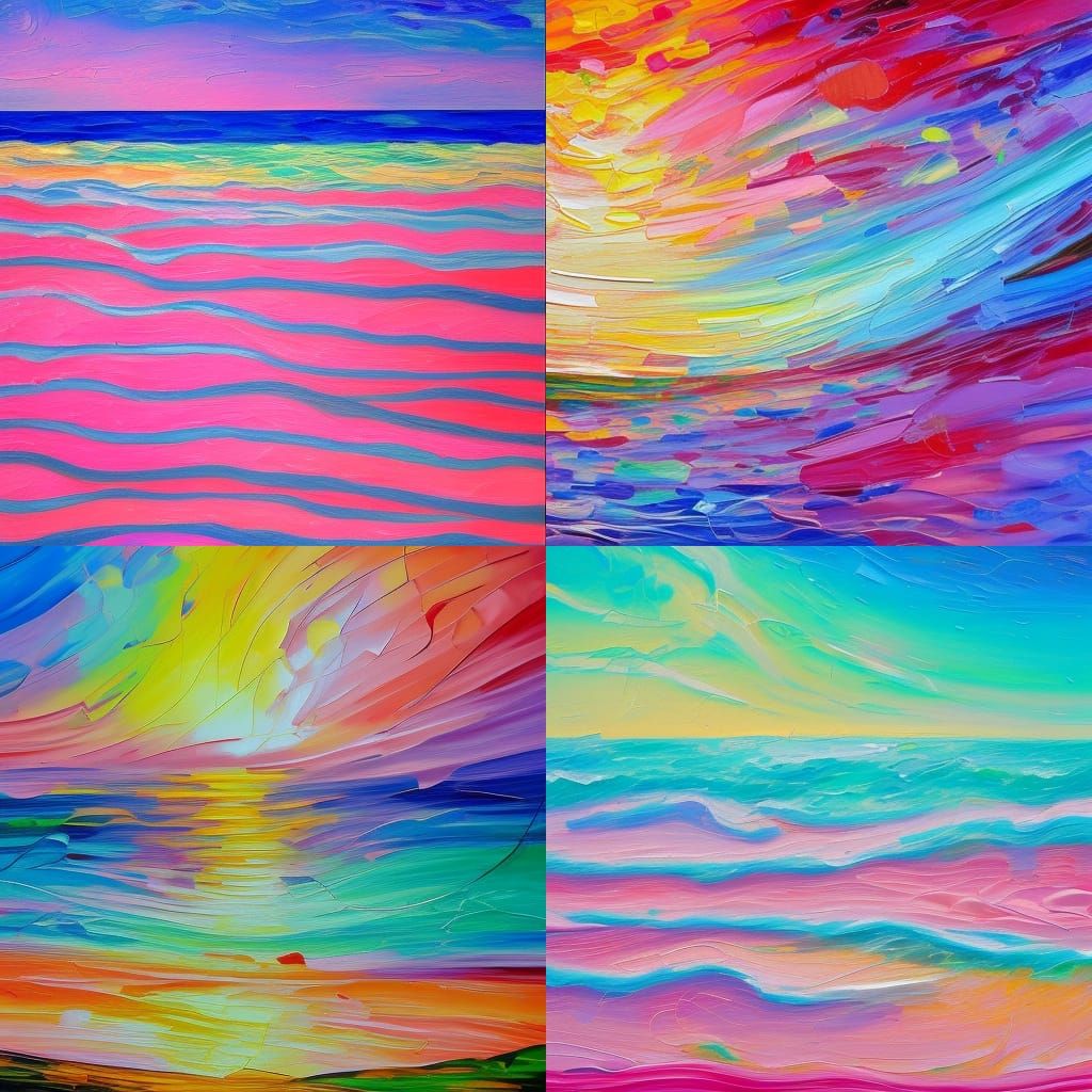 Pink Waves in Neo-Impressionist Expressionist Style