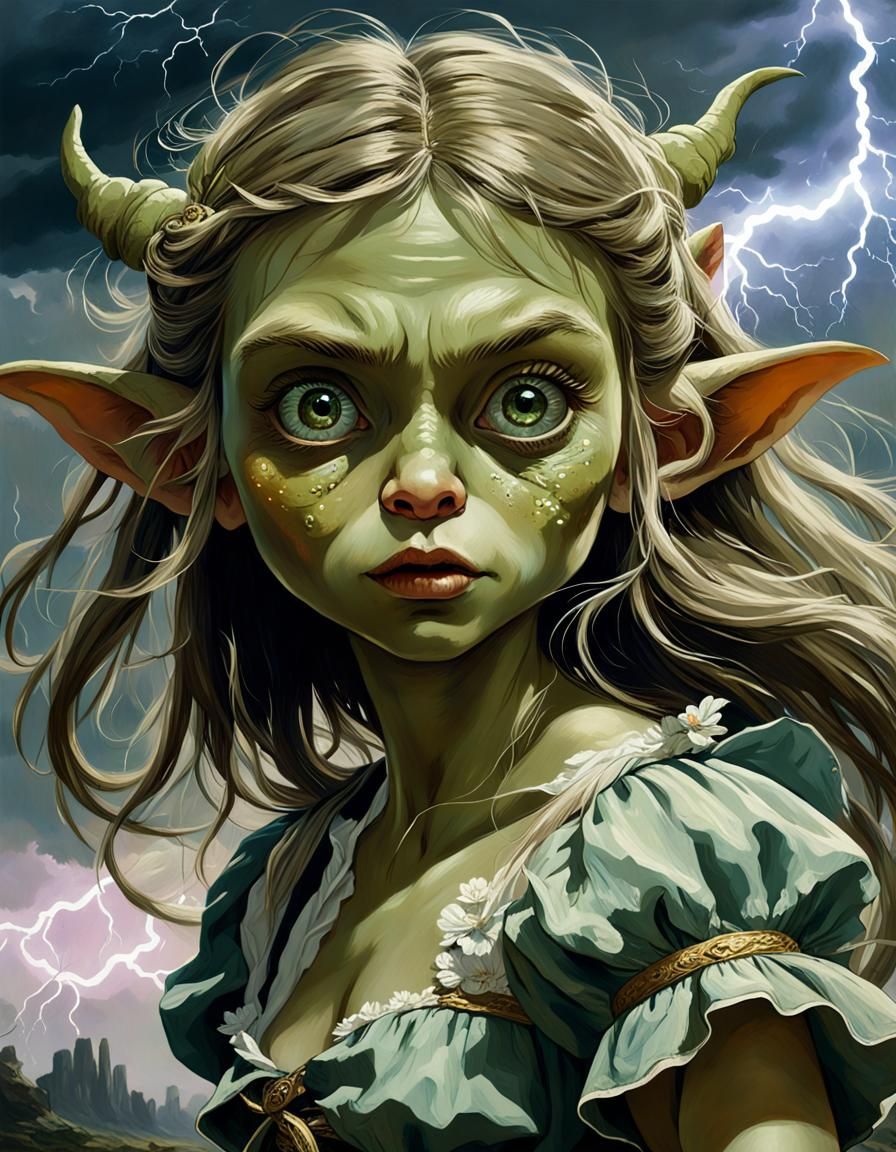 Goblin Goddess Portrait in Dark Fantasy Style