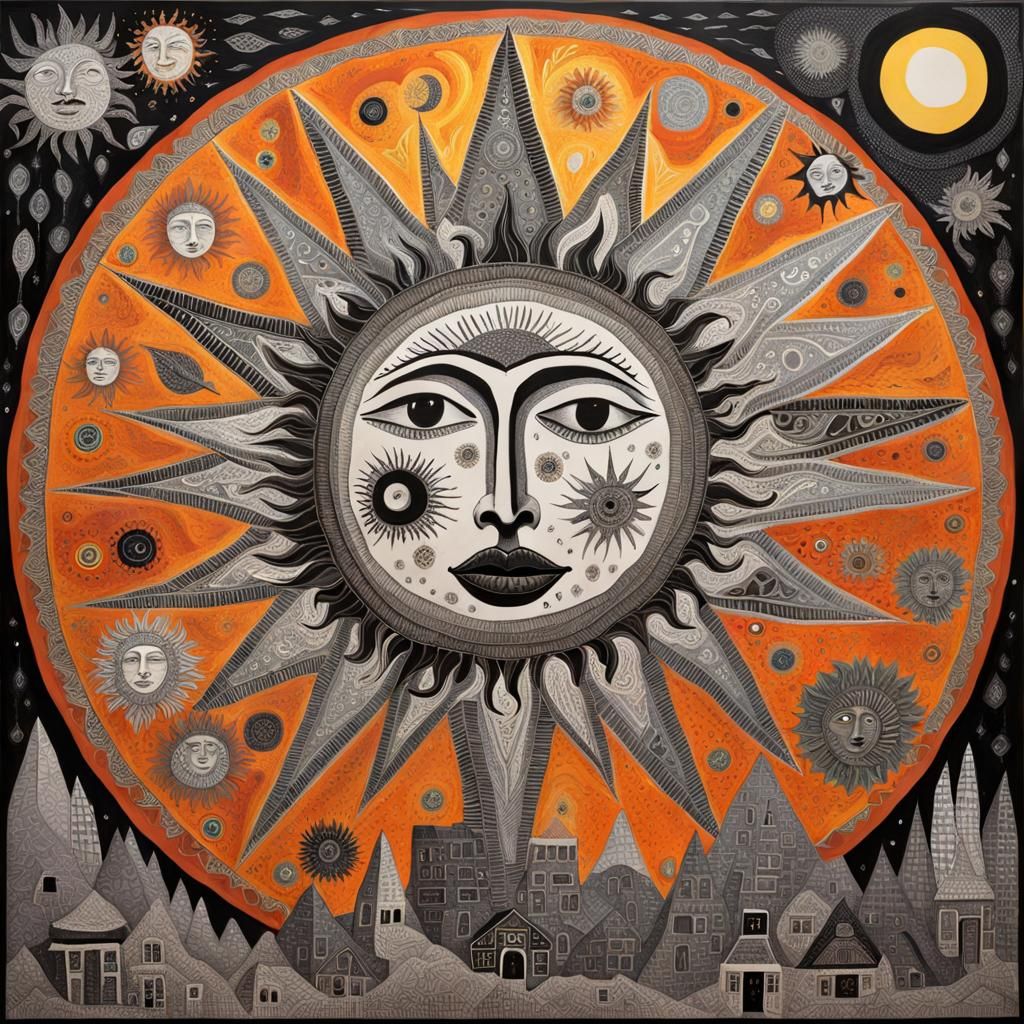 Sun Having a Panic Attack: Whimsical Naive Art