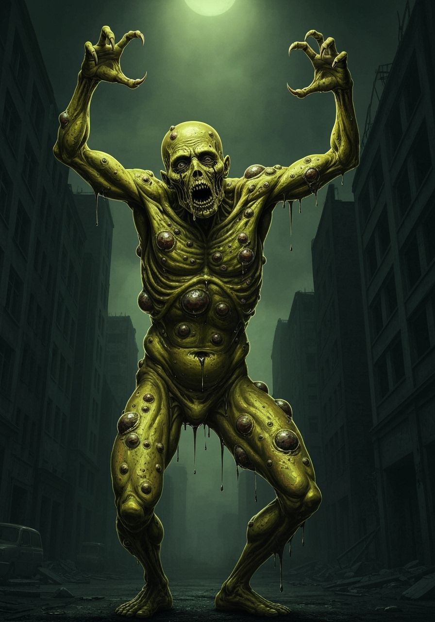 Grotesque Humanoid Figure as Societal Wart in Dark Surrealis...