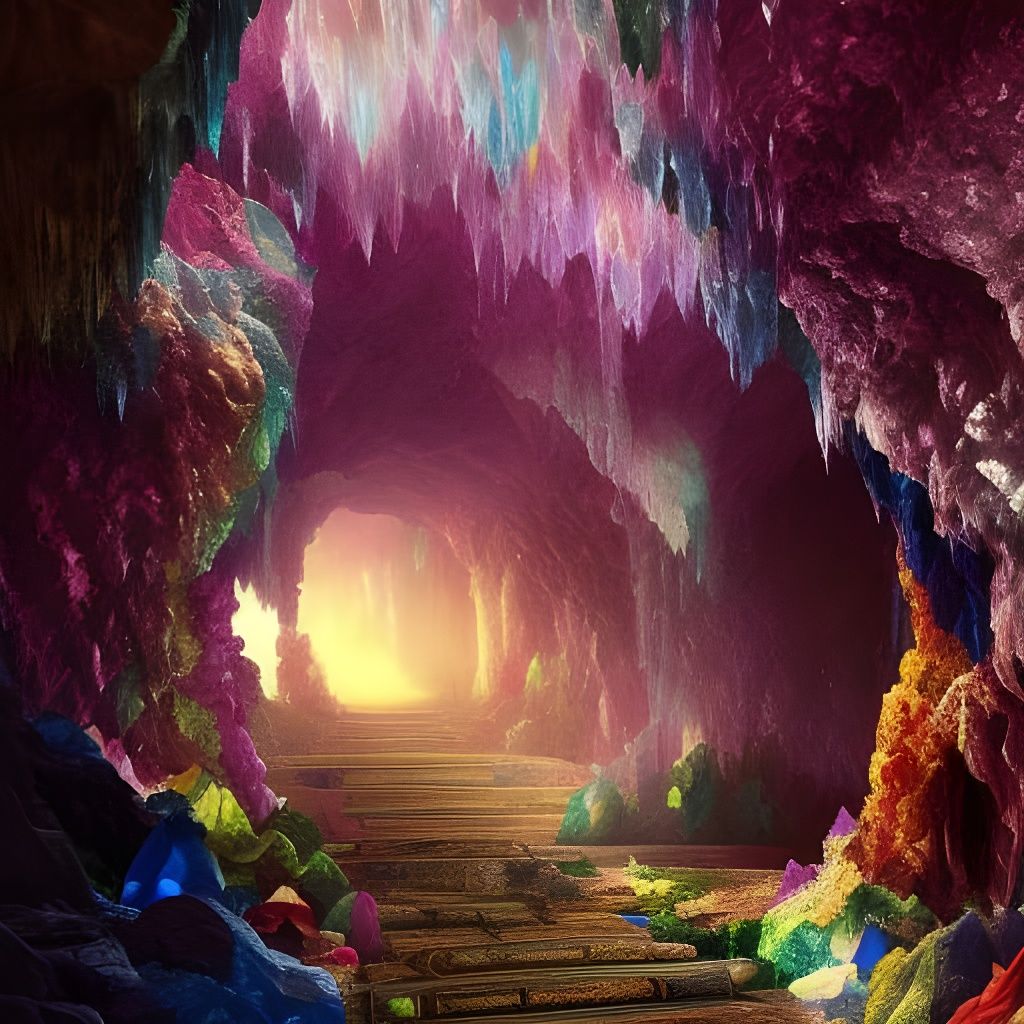 Colorful Crystal Cave: Digital Matte Painting