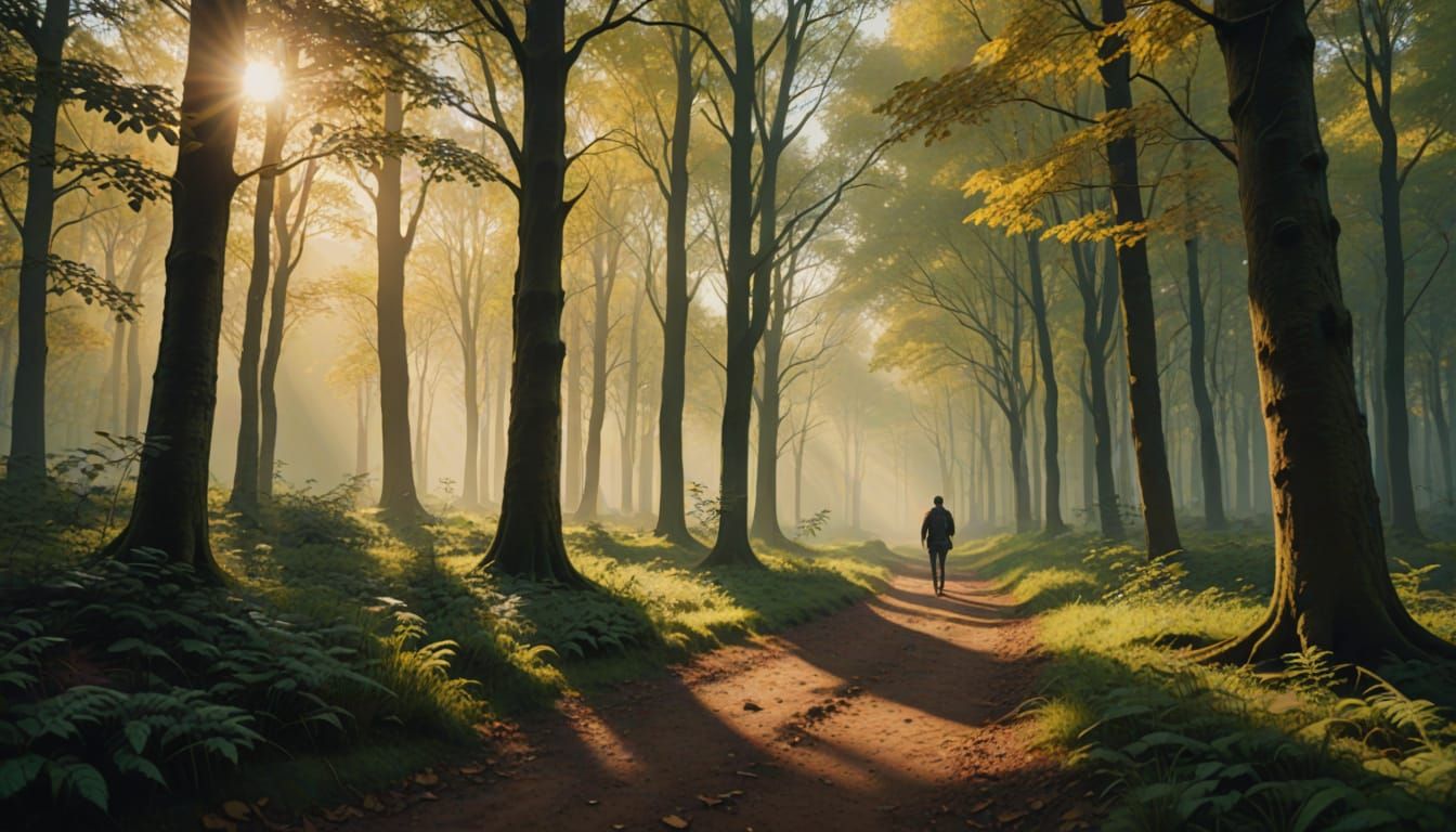 Serene Forest Landscape in Digital Painting Style