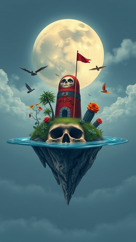 Kachina Matryoshka Skull Island in a Dreamlike Floating Land...