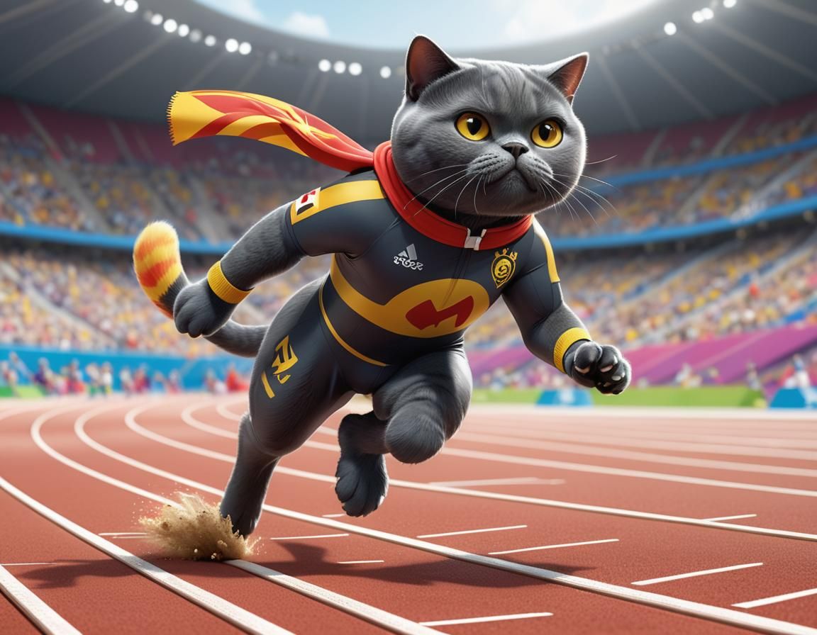 Cat Athlete Runs Olympic Hurdles in Disney Style