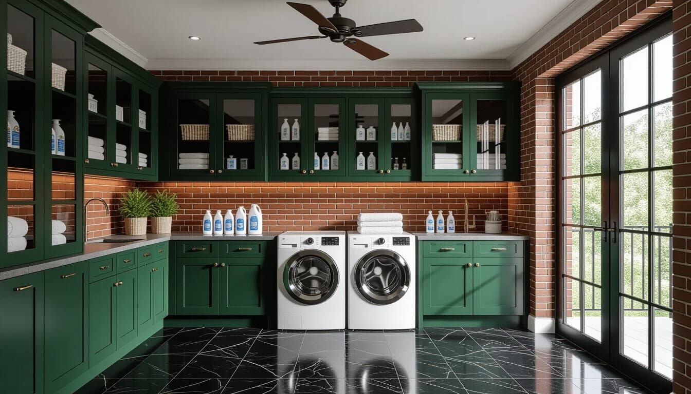 Vibrant Victorian Laundry Room with Glass Walls