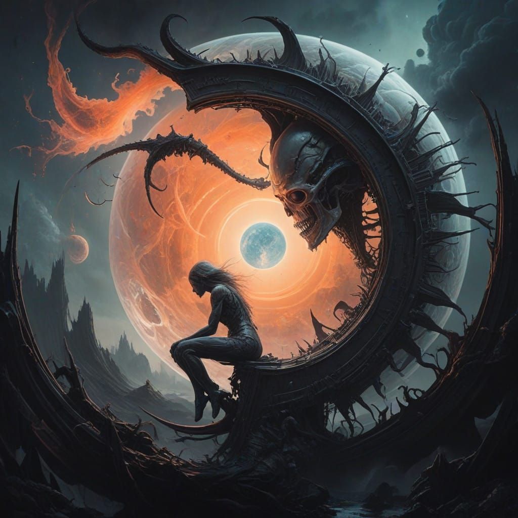 Biomechanical Dreamscapes in Neon Hues