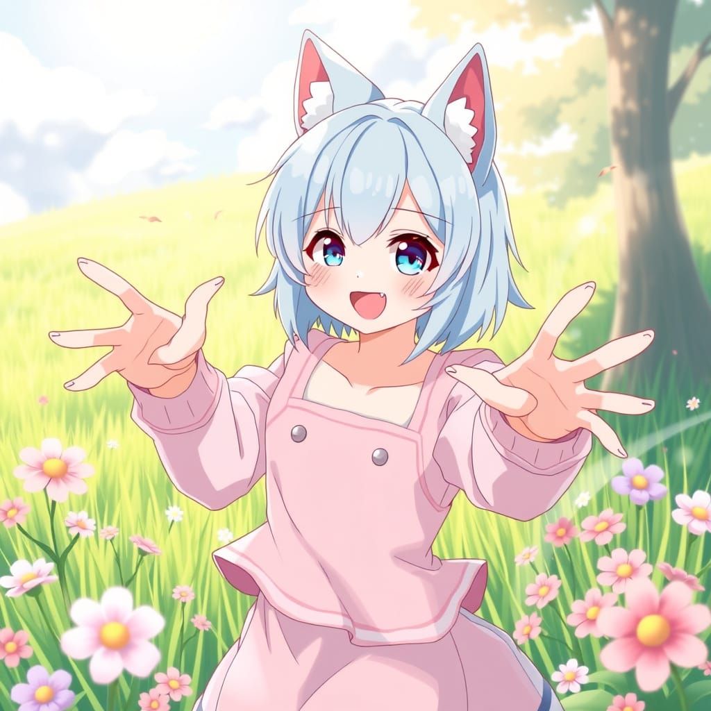 Adorable Anime Girl in Whimsical Moe Style