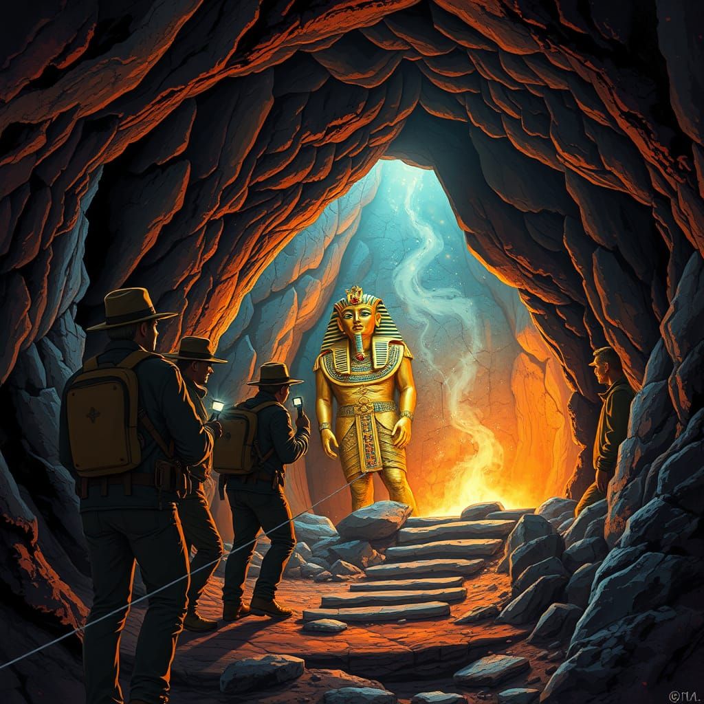 Ancient Tomb Discovery in Ethereal Glow