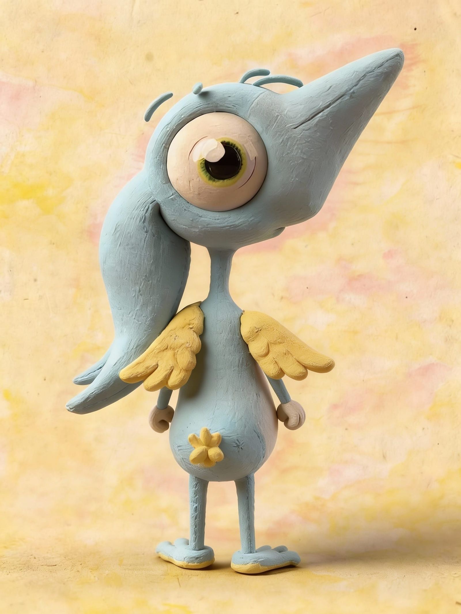 Claymation Character With Two Wings Standing