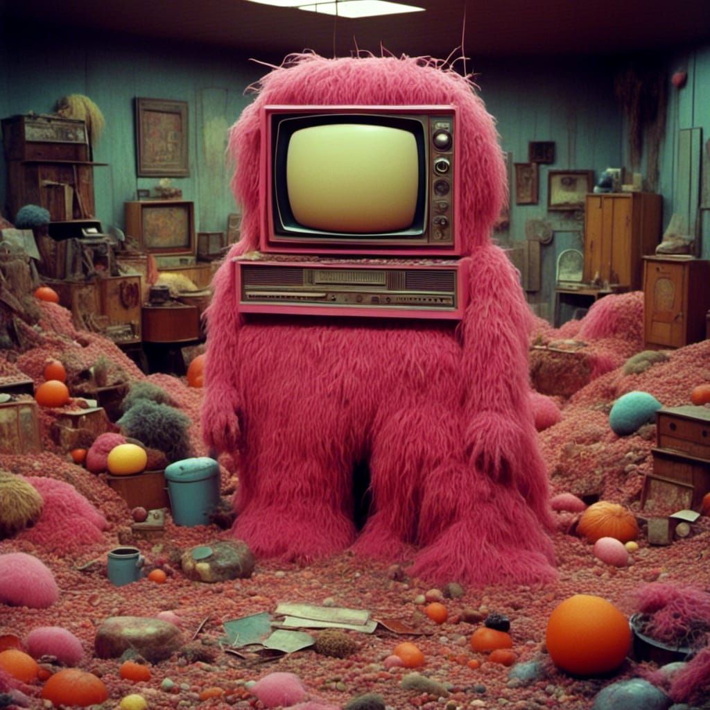 Pink TV on Garbage Pile