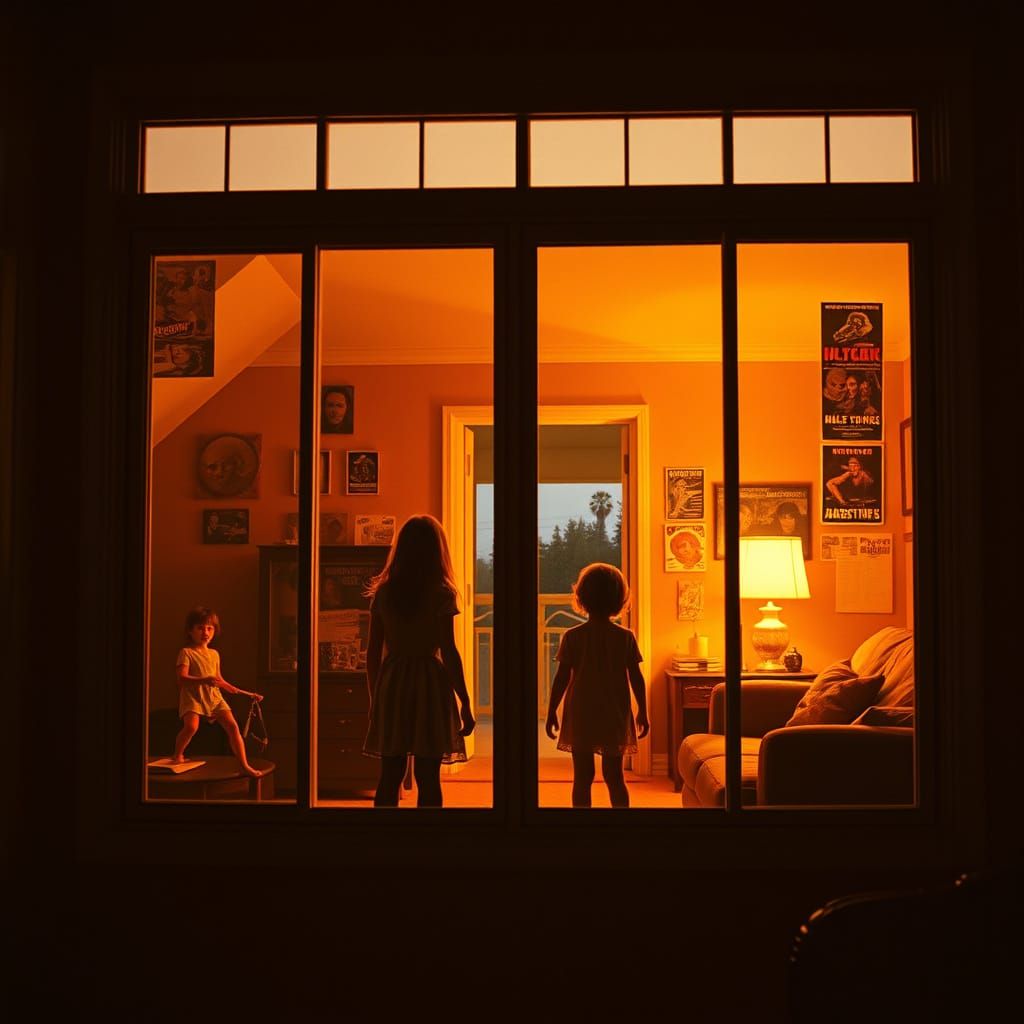 1970s Suburban House with Babysitter and Kids, Retro Horror ...