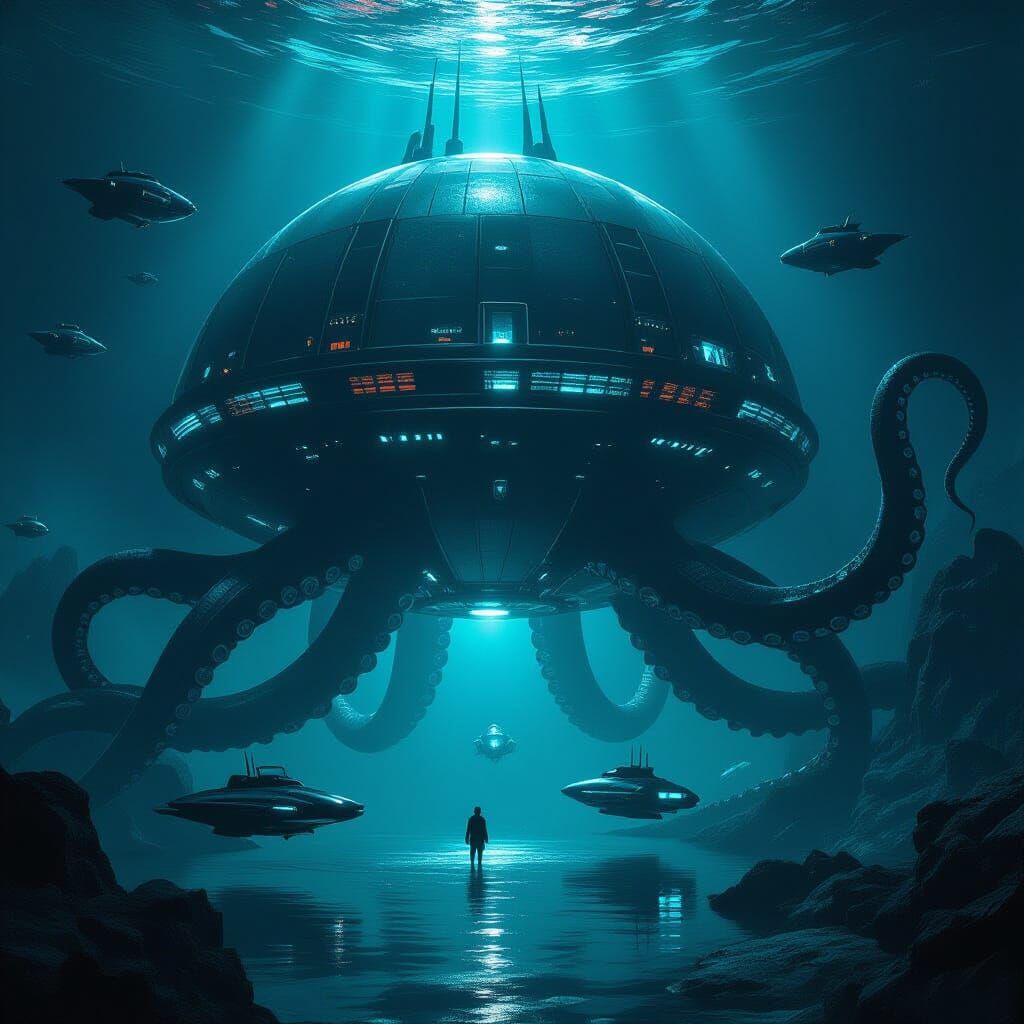 Obsidian Dome Undersea Base Guarded by Kraken