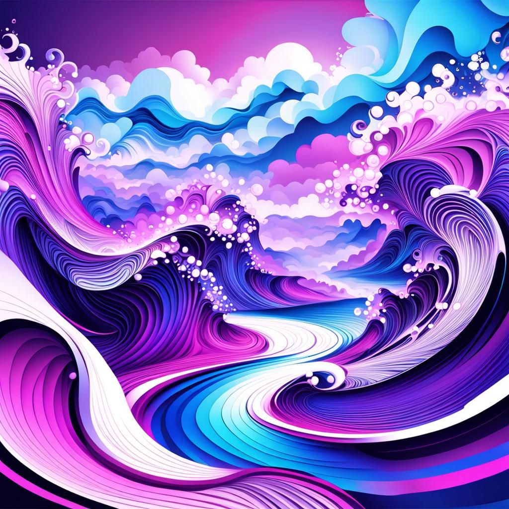 Surreal Abstract of Person in Violet Magenta Clouds