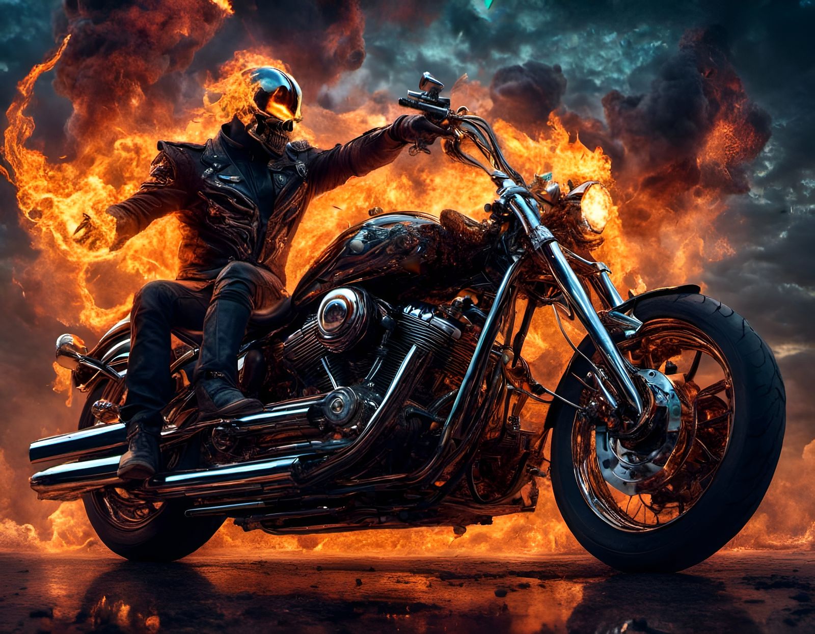 Cosmic Ghost Rider in Hyperrealistic Detail