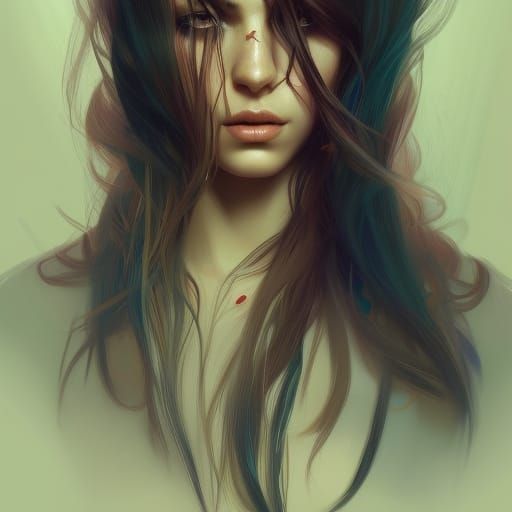 Woman with Long Hair in Neon Lighting