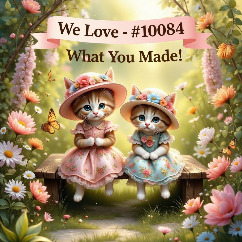 Whimsical Chibi Kittens in a Vibrant Floral Wonderland