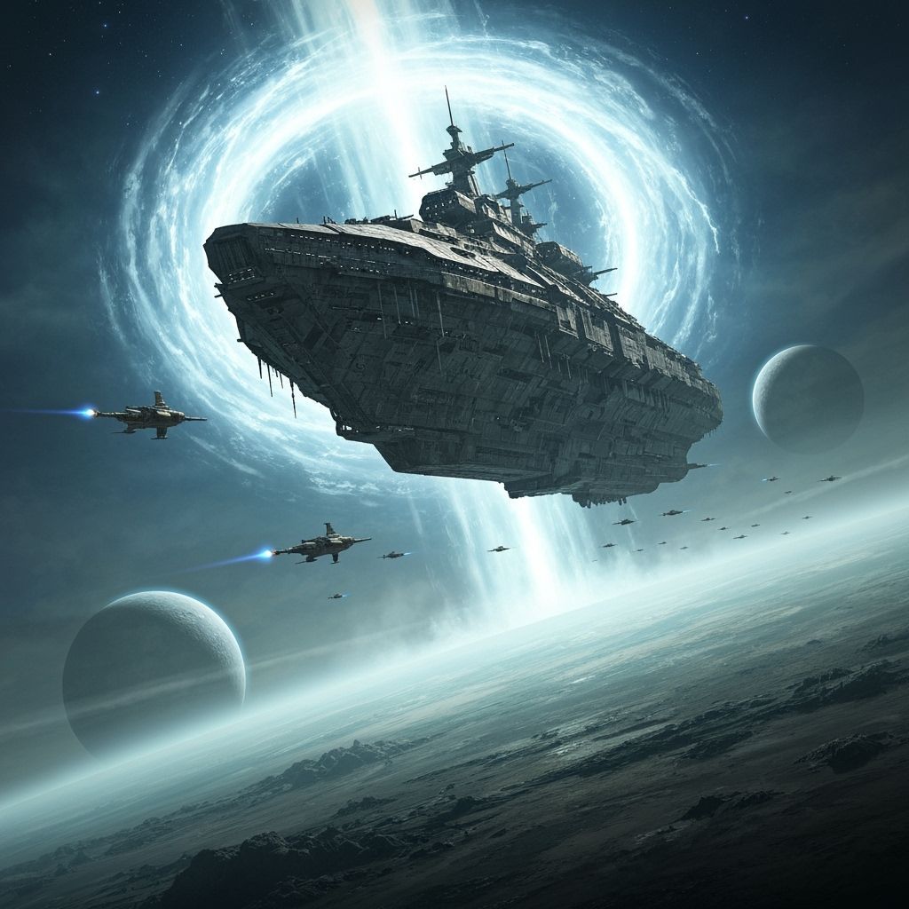 Ancient Warship Emerges Above Alien Planet