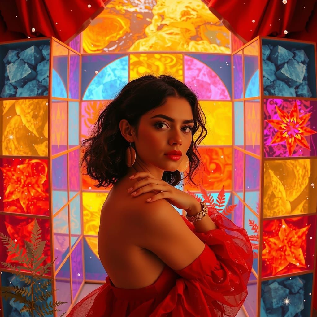 Dynamic Scene with Rocks, Flames and Azure Hues