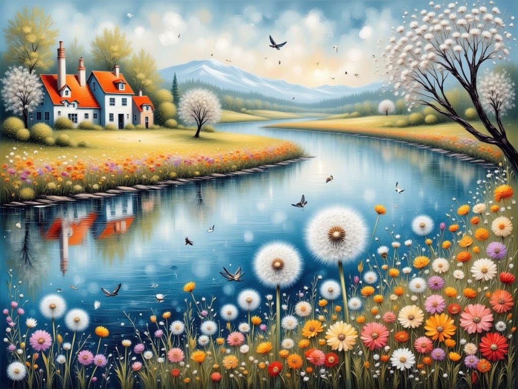 Wishmakers by the Water Acrylic Painting