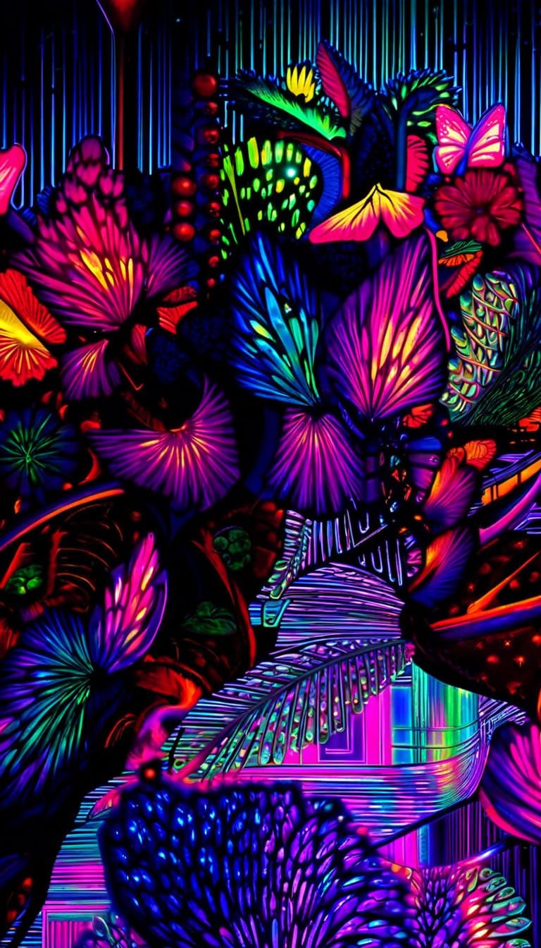 Winter Flower in Cyberpunk Cityscape