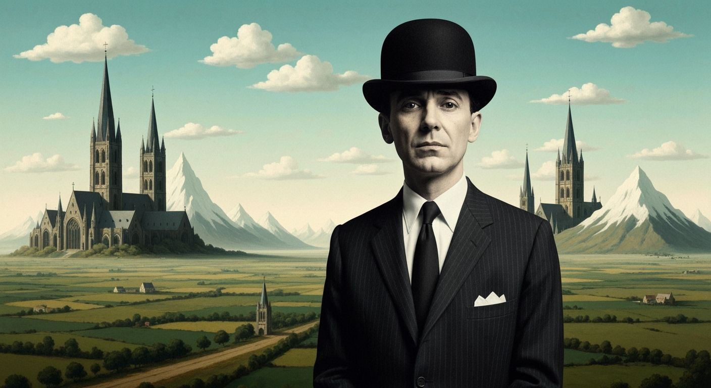 Surreal Belgian Landscape with Cathedrals as Mountains