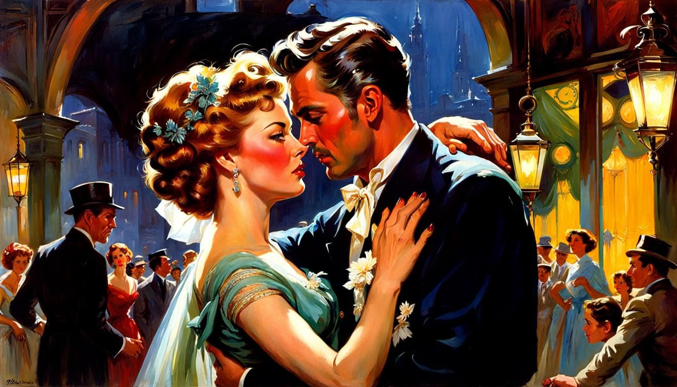 Romantic 1950s Dance Illustration