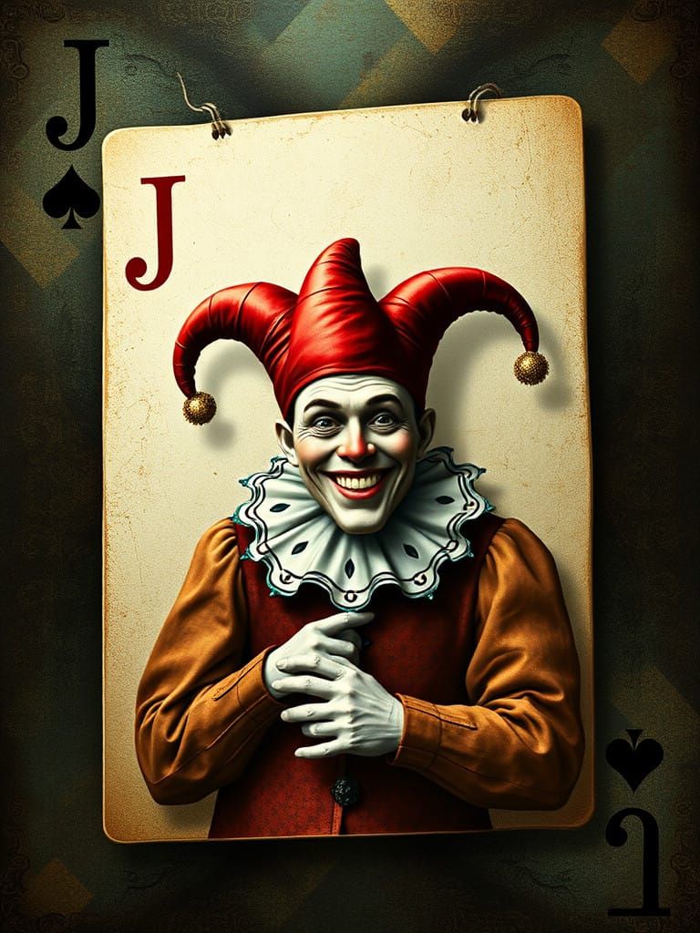 Surreal De La Rue Inspired Playing Card with Jester